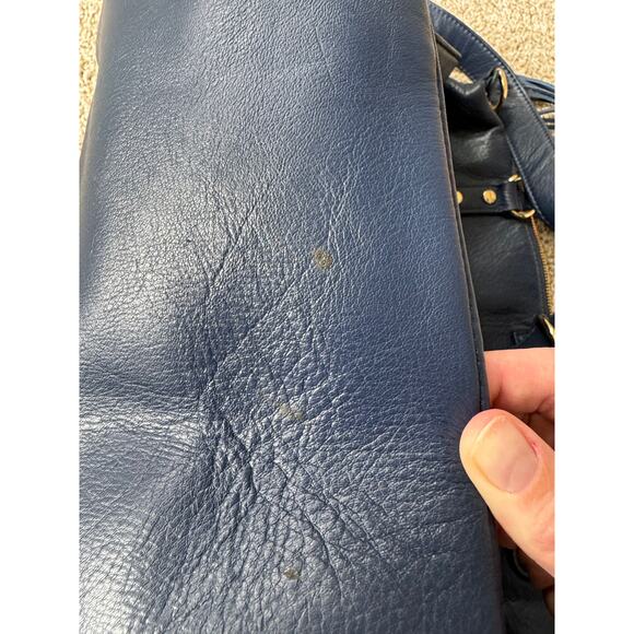 Lily Jade 100% Genuine Leather Blue Convertible Diaper Bag Backpack Meggan - Picture 16 of 16